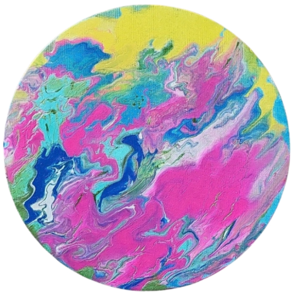 Hand Crafted Abstract Design Round 12 x 12 Inches Canvas Painting - Picture 1 of 4